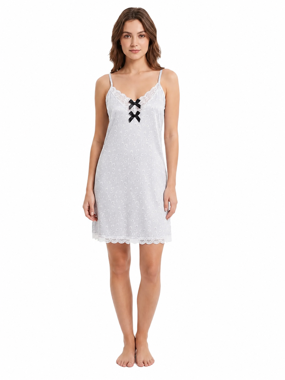 Women's Soft Satin Lace Nightdress – Elegant Sleeveless Sleepwear